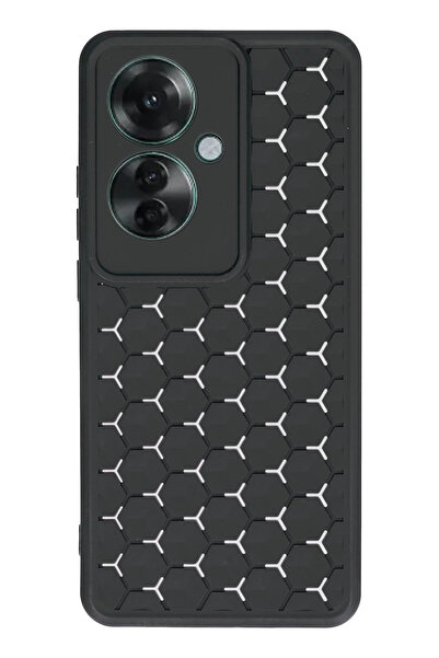 NewFace غطاء سيليكون على شكل قرص العسل لهاتف OZLSTOR Reno 11F (121859) - أسود