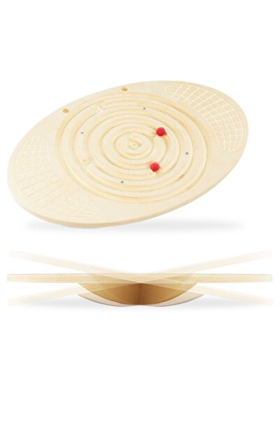 mamabrum Wooden balance board with maze and balls - balance seesaw