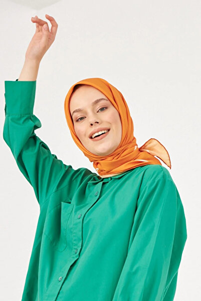 İpekhan Düz Desenli Canlı Turuncu Pamuk Viskon Eşarp