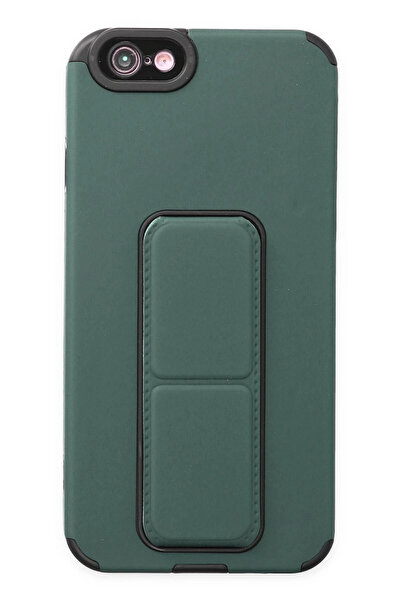 NewFace 1610307747 حافظة آيفون 6 من السيليكون مع حامل ميجا (200703) - أخضر