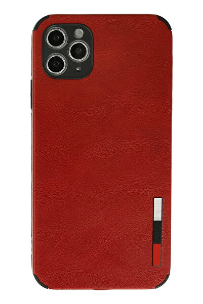 NewFace 1613357747 حافظة آيفون 11 برو ماكس من السيليكون الجلدي (195733) - أحمر