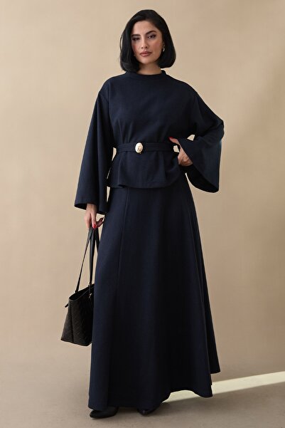 InStyle Σετ Σελανίκ με φαρδιά μανίκια και φούστα σε μπλε ναυτικό χρώμα