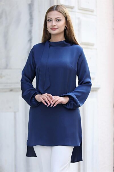 azratesettur Trend Double Krep Kumaş Tunik - Lacivert