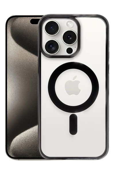 NewFace 1610614747 غطاء حماية لهاتف آيفون 15 برو إيروزي ماج سيف (111406) - أسود