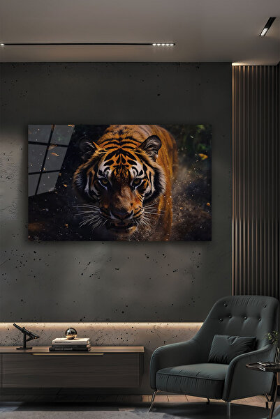 B&G DESIGN Dekoratif Kaplan Cam Tablo Modern Salon Ofis Duvar Dekorasyonu Kırılmaya Dayanıklı Temperli Cam