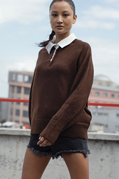 Nisan Pulover tricotat cu detalii tip cămașă