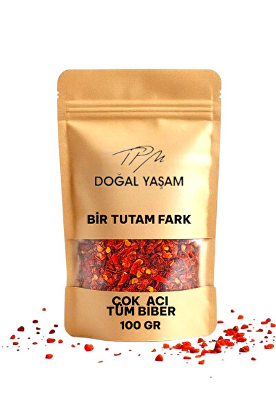 Tpm Kırmızı Tüm Süs Biber Kurusu Atom Çok Acı 100 gr Katkısız Doğal