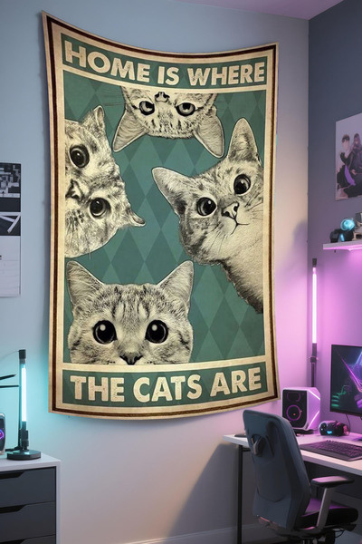 RUGRUMBA غطاء جداري على شكل قطة - بتصميم الحيوانات الأليفة، قماش عالي الجودة،...