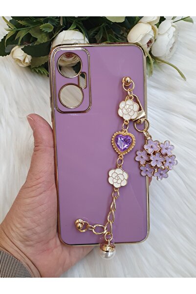 ZB Aksesuarda Moda Infinix Hot 20 Compatible Flowered Hand-Strapped Laser Cut Shiny Case