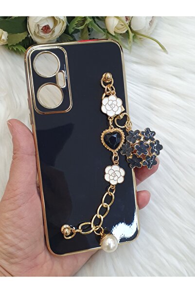 ZB Aksesuarda Moda Infinix Hot 20 Compatible Flowered Hand-Strapped Laser Cut Shiny Case