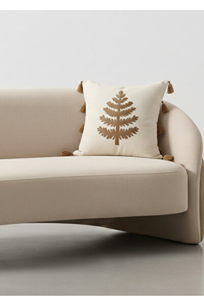 Destiva Home غطاء وسادة مزخرف مطرز بتصميم شجرة ملونة مع شراشيب من القطن مقاس ...