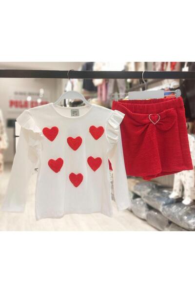 Emilakids Girl's Set with Heart Shorts and Skirt