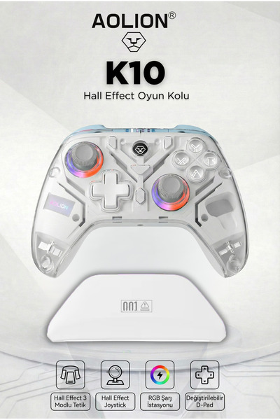 aolion K10 Hall Effect Kablosuz Oyun Kolu- Switch/PC/IOS/ANDROID Uyumlu Şarj ...
