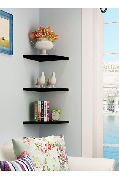 Margoun رف حائط زاوية عائم، 3 قطع، رف كتب مثلث الشكل، ديكور منزلي، منظم عرض من 3 طبقات، 16 سم