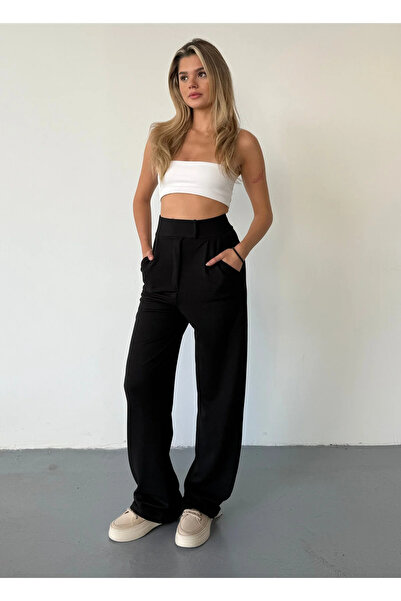 motina Women's Stretch Fabric Velcro Closure Palazzo Pants New Season