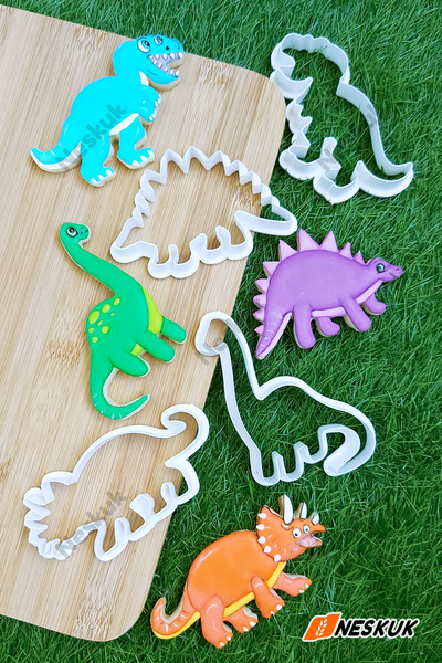 Neskuk Dinosaur Cookie Mold Set – Children & Birthday Themed / Candy Dough Mo...