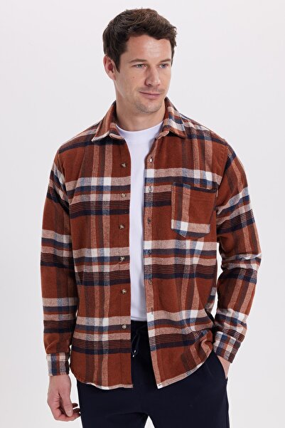 Tudors Erkek Regular Fit Rahat Kesim Kışlık Kareli Oduncu Gömlek