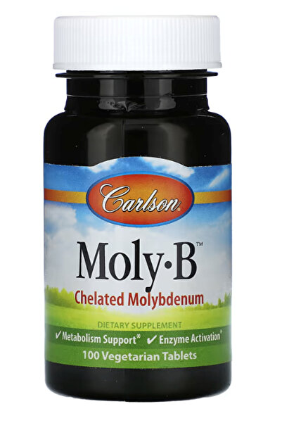 Carlson Moly-B, Chelated Molybdenum 100 Vegetarian Tablets (500 mcg per Tablet).