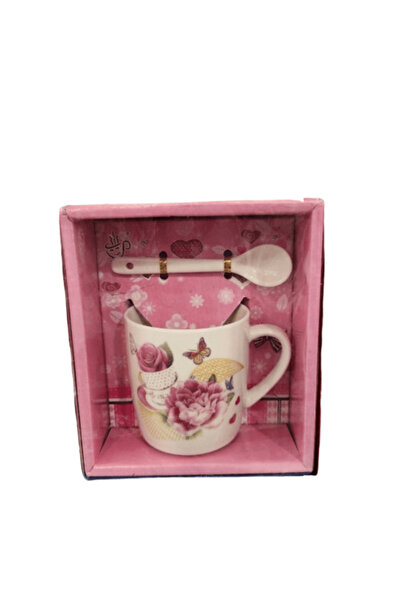 Without a mark Decorative ceramic cup with spoon, beautiful shape