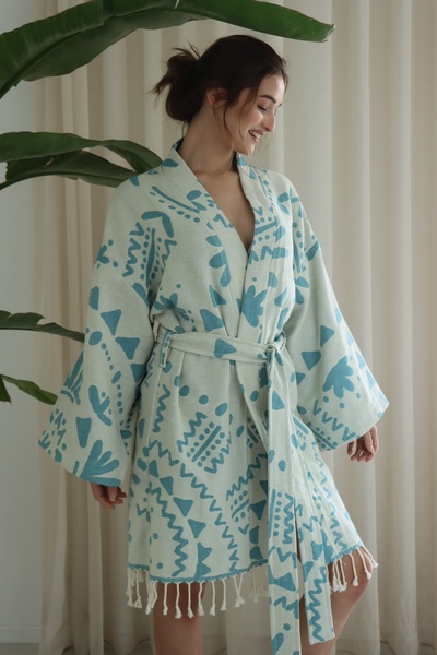 CAKKATEX Organic Cotton Woven Design Beach Wear | Kaftan | Kimono | Desing Caftan