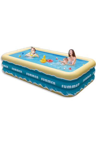 ROCKCAMEL Inflatable Swimming Pool 300 * 175 * 56cm, Summer Water Party Famil...