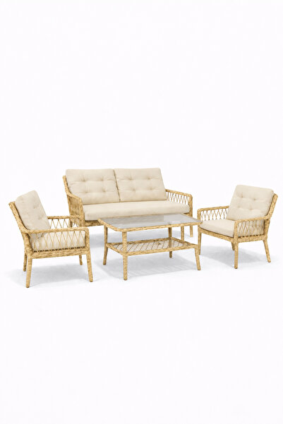 Çavdar Group Oslo Raddan 2+1+1 Çay Seti Balkon Teras Bahçe Mobilyası El Örgüs...