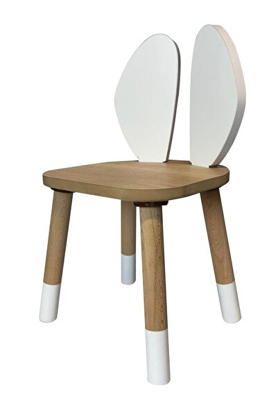 Bee Smart Safir Meşe Beyaz Tekli Sandalye - Beyaz Kulaklı Neşeli Meşe Sandalye