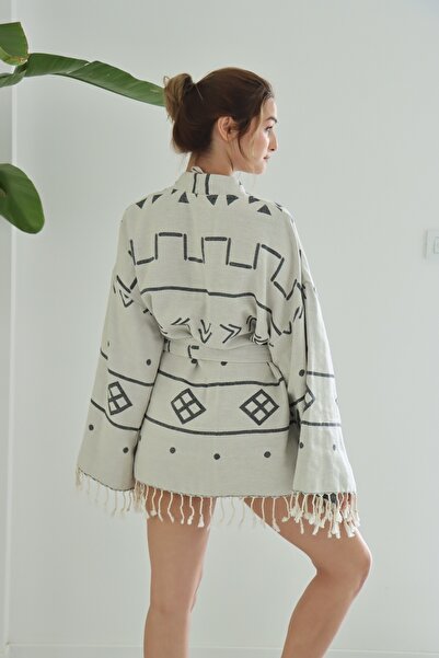 CAKKATEX Organic Cotton Woven Short Kimono |   Beach Wear | Kaftan | Desing Caftan