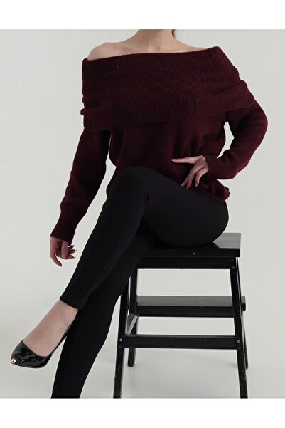 DIGERUI Mürdüm Straplez Yumoş Triko Kadın Kazak