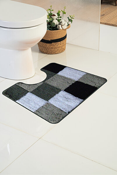 Moda Dekor Milenyum Karo 60x50cm U yaka Klozet Önü Banyo Paspası