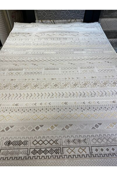 KARAR HALI Gold krem kahve yün parlak halı