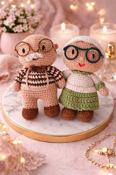 Mireya Kids El Yapımı Amigurumi Yaşlı Çift Oyuncak Sevimli Büyükanne & Büyükb...
