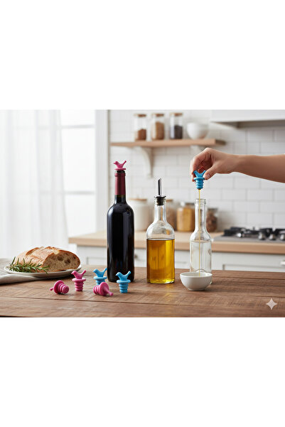 Righton 8-Piece Silicone Bird-Shaped Bottle Stopper Set - 4 Pink 4 Blue Leak-...