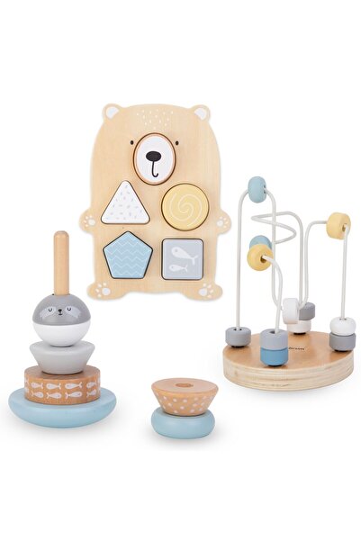 mamabrum Set de jucării din lemn - împletitură colorată, piramidă de sigiliu,...