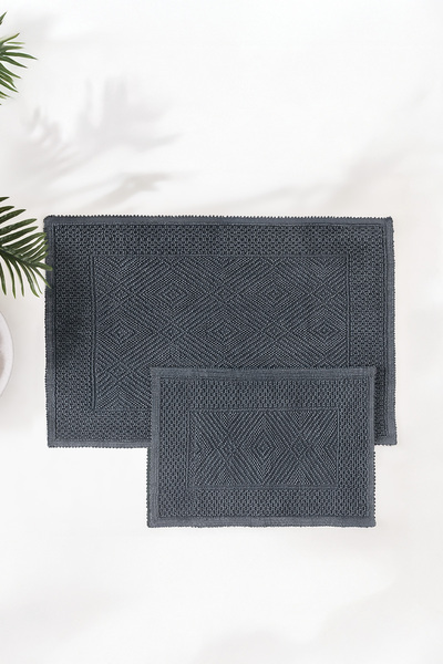 Yataş Lora Cotton Bath Mat Set - Anthracite