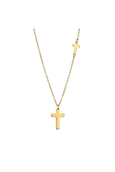 HANNY Lantisor argint 925 cu cruce si pandantiv decupat ,placat cu aur 14k