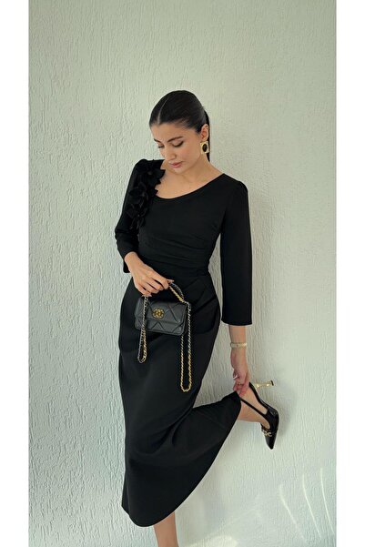 HAZELANNA 3 Floral Black Dress