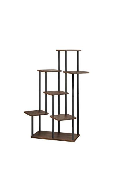 DECCOMODA Black Metal Flower Stand Rustic Wood Adite 83.5x58x106.5 cm