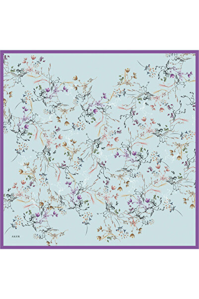 Aker Eșarfă albastru deschis din twill de mătase