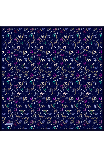 Cacharel Lacivert İpek Twill Eşarp