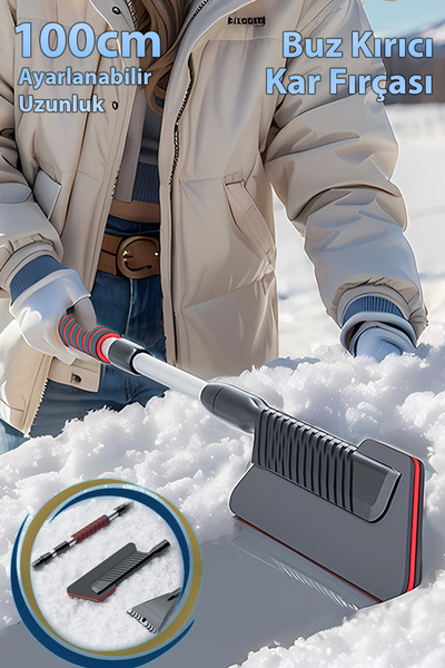 Ally EVA Araç için Çizmeyen 3 Katmanlı Teleskopik Kar Fırçası ve Buz Kırıcı