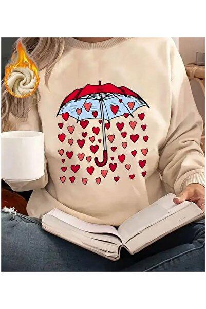 herkesemoda Srca Štampa Detaljan Crew Neck dukserica