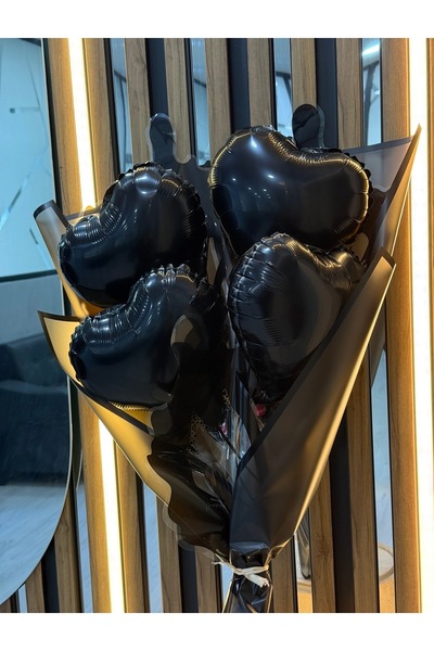 nesshomeeart Siyah Kalp Balon Buketi Sevgiliye Özel Gün Hediye