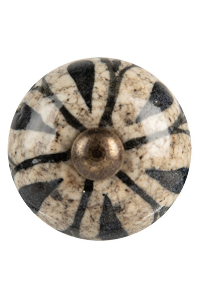 Clayre & Eef Σετ 2 κεραμικών πόμολων επίπλων γκρι καφέ Ø 3x3 εκ.