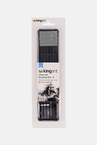 Kingart 8 Piece Charcoal Drawing Set, Black