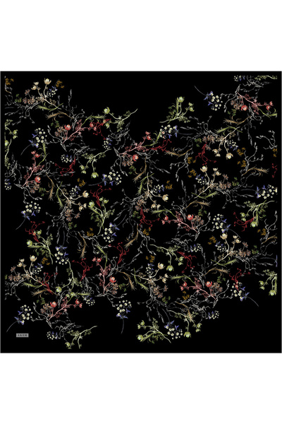 Aker Siyah İpek Twill Eşarp