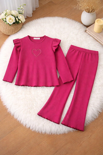 renkli diyar Girls' Top and Bottom Set Flared Seasons Holiday Everyday