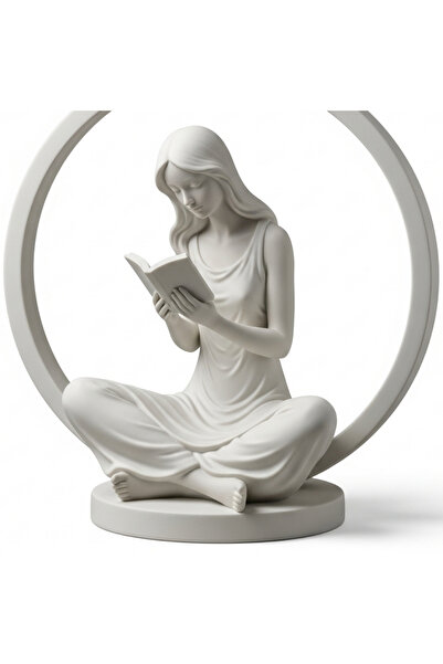 by EKTIREN Dekoratif Kitap Okuyan Kadın Biblo | Modern Minimalist Kitaplık ve...