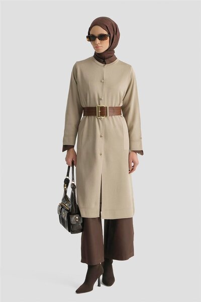 Armine Düğmeli Triko Kap 25KTD4122 Koyu Taş