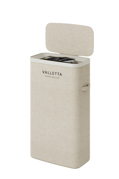 valletta Paloma 40l Tek Yıkanabilir Bölmeli Katlanabilir Kumaş Kirli Çamaşır Sepeti Cappuccino Beige